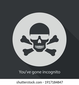 Incognito Icon. Browse in private. Vector Flat Long Shadow Illustration