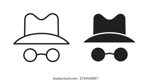 Icono de incógnito plano y colección de trazo para ui ux trabajo.