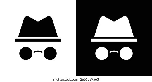 Incognito icon in flat version on black and white background