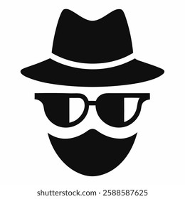 Incognito icon. Hat and glasses sign vector on white background.