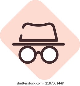 Incognito icon, illustration, vector on a white background.