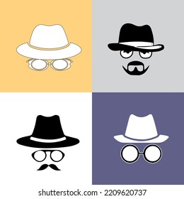 Incognito Icon Manwoman face with glasses Black and White Vector Graphic. Spy agent line and glyph icon, security and detective, hacker sign vector graphics, editable stroke linear icon