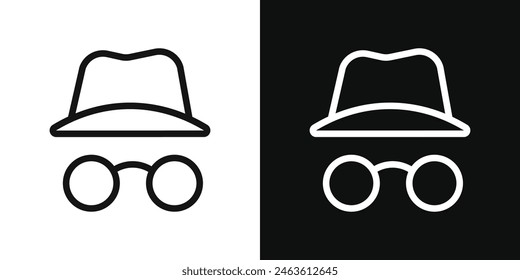 Incognito icon set. Disguised spy with hat. Private browser vector symbol. Secret investigation agent sign. Gangster or criminal icon. Scammer figure symbol.