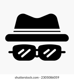 Incognito icon in solid style, use for website mobile app presentation