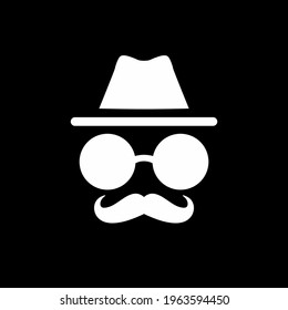 Incognito Icon Symbol with Mustache. Vector Illustration
