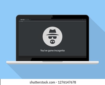 Incognito Icon Vector Illustration. Browse in private Laptop