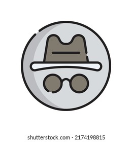 Incognito Icon Vector Illustration. Flat Outline Cartoon. Cyber Security Icon Concept Isolated Premium Vector