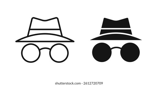 Incognito icons in black fill and line style