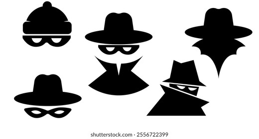 Incognito icons. Collection of anonymous and strangers