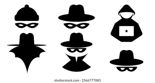 Incognito icons. Collection of anonymous and strangers