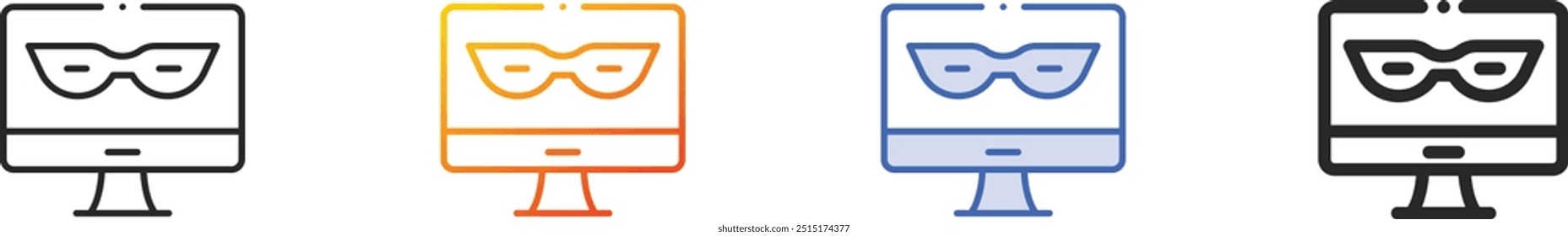 incognito icon.Thin Linear, Gradient, Blue Stroke and bold Style Design Isolated On White Background