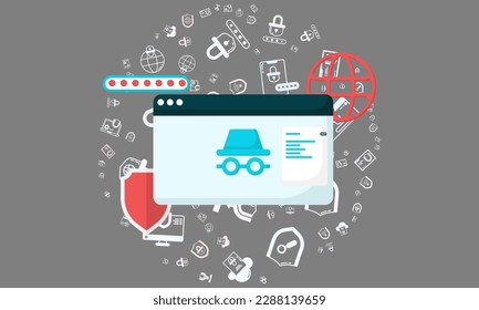 incognito internet window, private browser, surfing in cyberspace incognito