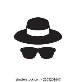 Incognito mask icon in black flat glyph, filled style isolated on white background