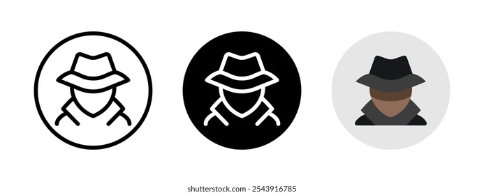 Incognito mode icon. Anonymous mode symbol. Incognito web browser interface button. VPN pictogram. Network privacy protection vector illustration. Hacker face avatar. Spy agent silhouette isolated.