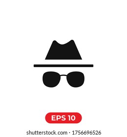 Incognito mode icon. Spy agent illustration. Private browsing vector symbol