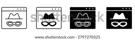 Incognito mode icon vector. Private browsing illustration sign. Anonymous internet symbol. Secure privacy logo or mark.