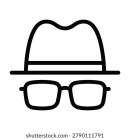 Incognito mode user icon with hat and glasses web browser incognito anonymous browsing security detective