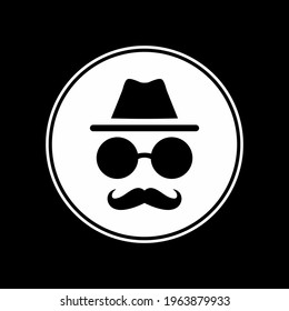 Incognito with Mustache Icon Symbol. Vector Illustration  