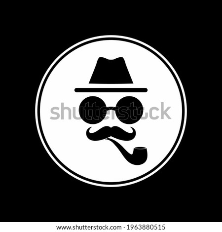 Incognito Mustache with Tobacco Pipe on Mouth Icon Symbol. Vector Illustration 