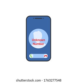 incognito phone call dark theme. mobile screen with a stranger person icon. accept or reject an incoming. concept of secret unknown number. blue flat design. simple icon isolated on white background