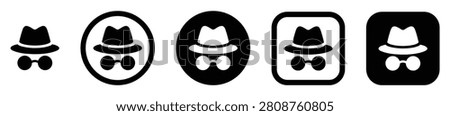 Incognito, private, browsing, anonymous, privacy, browser and security icons for web interfaces, mobile apps and websites.