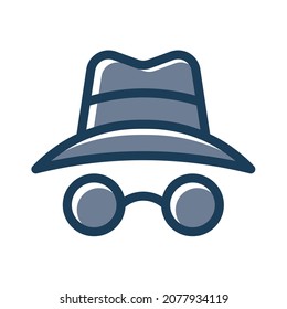 incognito secret safe browsing anonymous single isolated icon with dash or dashed line style