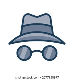 incognito secret safe browsing anonymous single isolated icon with filled line style