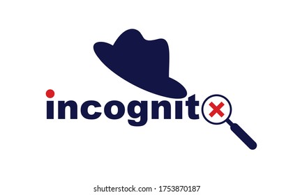 El concepto de vector cognito magnifica la lupa con un sombrero como un espía, un criminal que esconde a su persona, contra el hombre ilegal de la ley, una persona no identificada.