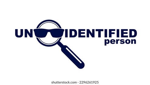 Incognito vector concept magnifying glass with dark glasses, criminal hiding his person, against law illegal man, unidentified person.