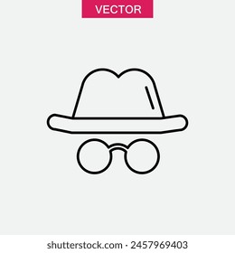 Icono de Vector incógnito. Ilustración del forro del sombrero y de las gafas para el Web y el App..eps