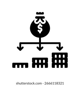 Ilustração do Vetor de Glifos do Ícone de Alocação de Receita