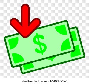 Income banknotes EPS vector pictogram. Illustration contains flat income banknotes iconic symbol on a chess transparent background.