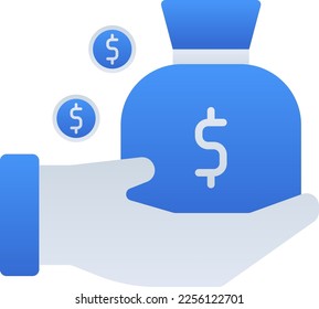 Income business icon with blue duotone style. Financial, dollar, sign, set, line, loan, wealth. Vector illustration
