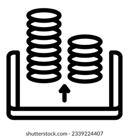Income coins icon outline vector. Credit terms. Money contract