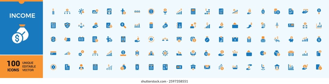 Income colorful filled icon. Pack of bank, payment, earnings, salary, pay, revenue, finance and more. Web icons. Accounting filled icon collection. Minimalist editable vector stroke.