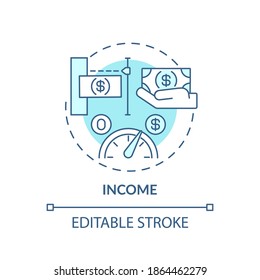 Income concept icon. Insurance cost factors. Better working service. Medical and finance help from work place idea thin line illustration. Vector isolated outline RGB color drawing. Editable stroke