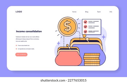 Income consolidation in joint family budget. Household earnings accounting. Financial efficiency, budgeting and economy idea. Modern family lifestyle. Flat vector illustration