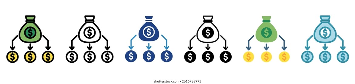 Income Detail multi style, mini illustration icon set. outline, flat, glyph, line color. vector for UI, UX, app and web, digital or print, related to Taxation, finance, audit and more.