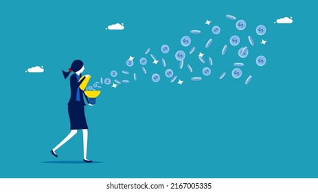 income distribution. Business women distribute income evenly. business concept vector