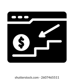 Income Down Icon Element for Design