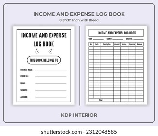 Income and Expense Log Book KDP Interior 