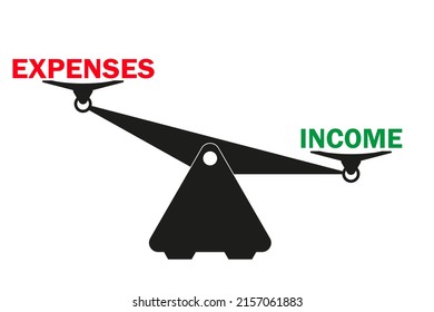 Income and expenses concept showing through weight machine. Vector illustration EPS 10 file. 