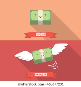 Income and expenses money bill. Business concept
