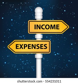 Income and expenses signpost design,clean vector