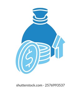 Income glyph dual tone isometric 3D. use for modern concept, print, UI, UX kit, web and app development. Vector EPS 10, related to education, business, finance, investment.