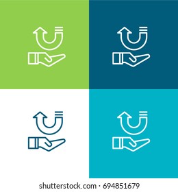 Income green and blue material color minimal icon or logo design