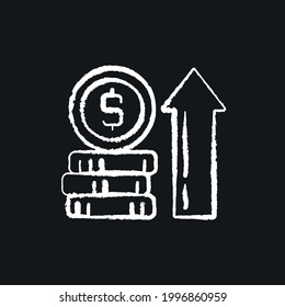 Income growth chalk icon. Vector black illustration.