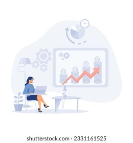 Income growth chart. financial report graph, flat modern vector illustration