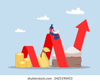 Income growth chart, pay zakat, donation zakat mutual fund,from profit invest business, Flat cartoon vector illustration