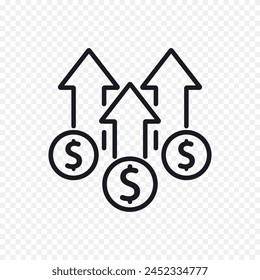 Income growth, money symbols. Success concept. Vector illustration.